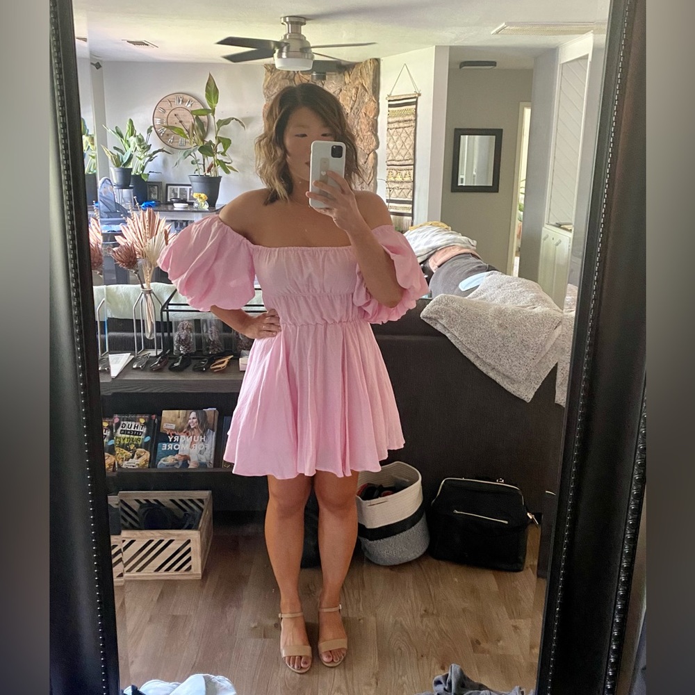 Baby Pink Off the Shoulder Dress